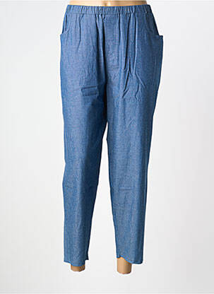 Pantalon drept talie elastică albastru FRANCK ANNA femeie