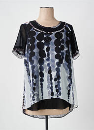 Top imprimeu fantezie mâneci scurte negru IMPULSION femme