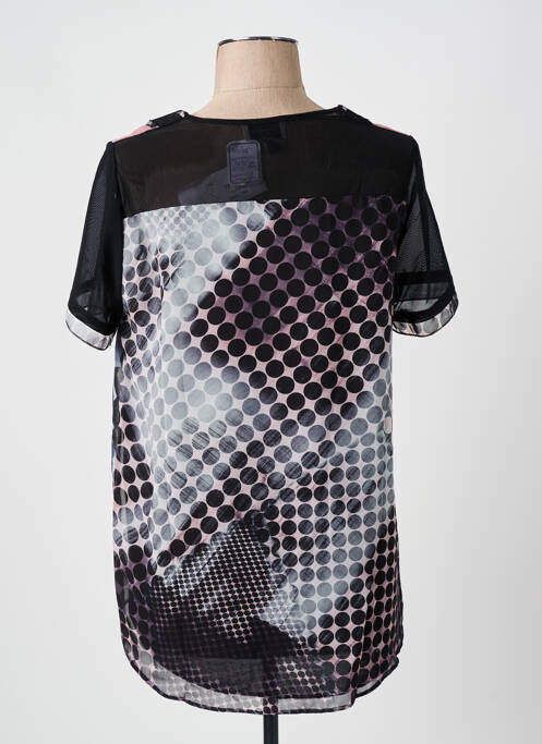 Top imprimeu fantezie mâneci scurte negru IMPULSION femme