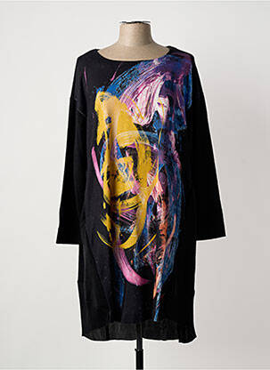 Rochie midi imprimeu fantezie mâneci lungi negru FRANCK ANNA femeie