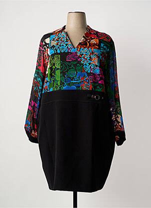 Rochie midi imprimeu fantezie mâneci lungi negru PAUSE CAFE femeie