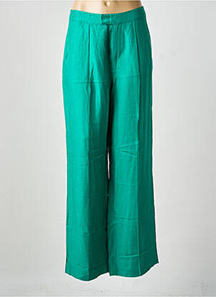 Pantalon larg țesătură poplin mărime normală verde LEON & HARPER femeie
