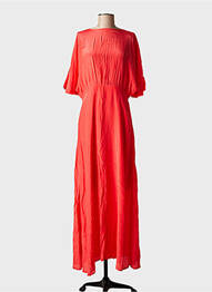 Rochie lungă croială cambrată mâneci 3/4 roșu STELLA FOREST femme