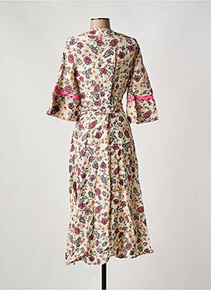 Rochie lungă imprimeu floral mâneci 3/4 bej STELLA FOREST femeie