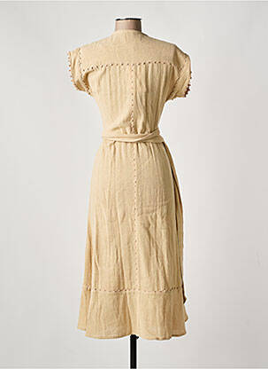 Rochie midi mâneci scurte mâneci scurte bej STELLA FOREST femeie
