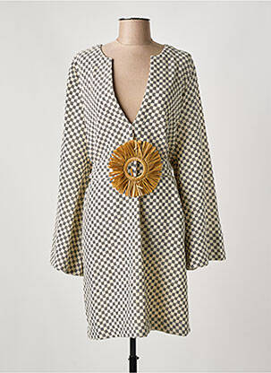 Rochie scurtă mâneci lungi mâneci lungi bej SUNDRESS femeie