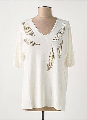 Pulover guler în v mâneci scurte alb ESCORPION femme