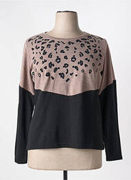 Pulover guler rotund mâneci lungi bej GRIFFON femme