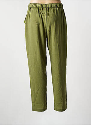 Pantalon drept țesătură poplin talie înaltă verde MD'M femeie
