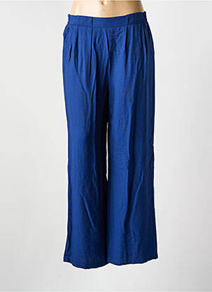 Pantalon larg croială fluidă talie joasă albastru C'EST BEAU LA VIE femeie