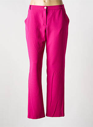 Pantalon drept talie cu cleme mărime normală roz CHRISTINE LAURE femeie
