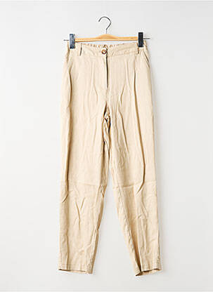 Pantalon chino țesătură poplin talie înaltă bej C'EST BEAU LA VIE femeie