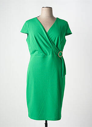 Rochie midi țesătură crep mâneci scurte verde FRANK LYMAN femeie