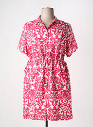 Rochie midi imprimeu fantezie mâneci scurte roz JULIE GUERLANDE femme