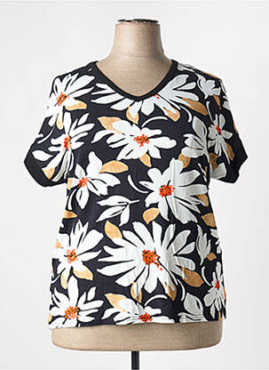 Tricou guler în v mâneci scurte negru TELMAIL femeie
