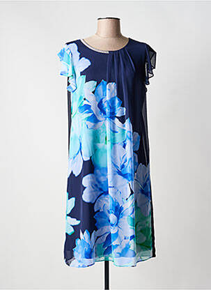 Rochie midi imprimeu floral mâneci scurte albastru FRANK LYMAN femeie