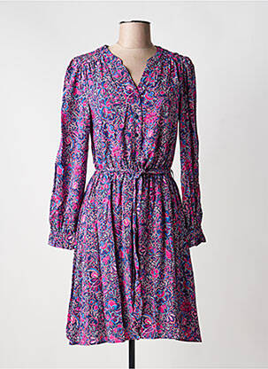 Rochie midi imprimeu floral mâneci lungi roz C'EST BEAU LA VIE femeie