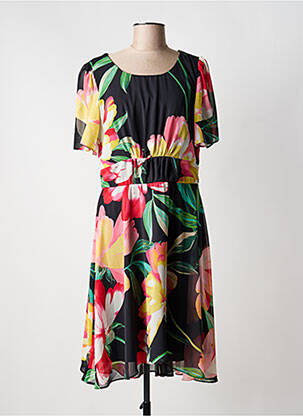 Rochie midi imprimeu floral mâneci scurte negru FRANK LYMAN femeie