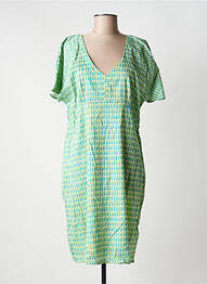 Rochie midi imprimeu fantezie mâneci scurte verde LA FIANCÉE femeie
