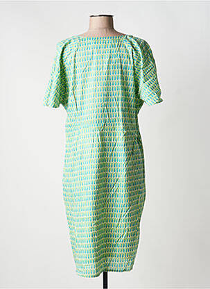 Rochie midi imprimeu fantezie mâneci scurte verde LA FIANCÉE femeie