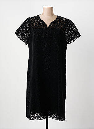 Rochie midi închidere cu fermoar la spate mâneci scurte negru CHRISTINE LAURE femeie