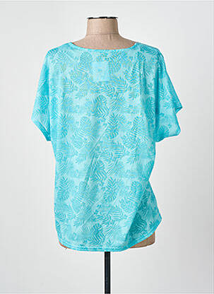 Tricou serigrafie cu strasuri mâneci scurte albastru CHRISTINE LAURE femeie