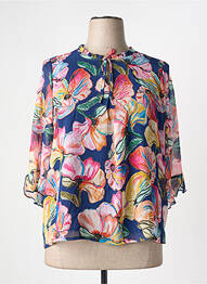 Bluză imprimeu floral mâneci 3/4 albastru GRIFFON femme