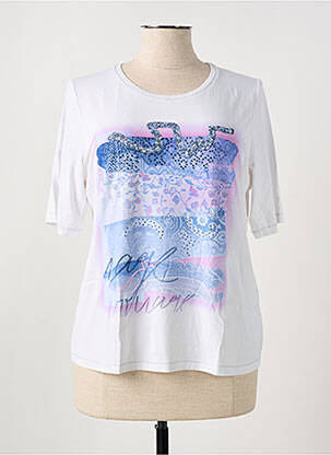 Tricou serigrafie cu strasuri mâneci scurte alb THOMAS RABE femeie