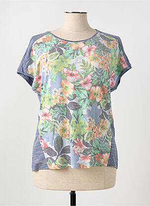 Tricou serigrafie cu strasuri mâneci scurte albastru BARBARA LEBEK femeie