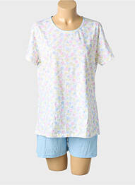 Pijamale scurte guler rotund alb PILL femme