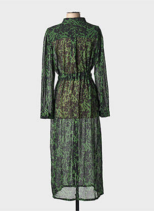Rochie lungă imprimeu fantezie mâneci lungi verde GRACE & MILA femeie
