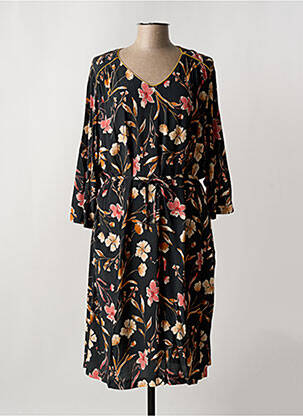 Rochie midi imprimeu floral mâneci 3/4 negru GRIFFON femeie