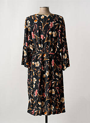 Rochie midi imprimeu floral mâneci 3/4 negru GRIFFON femeie
