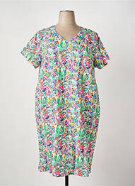 Rochie midi imprimeu floral mâneci scurte verde GUY DUBOUIS femme
