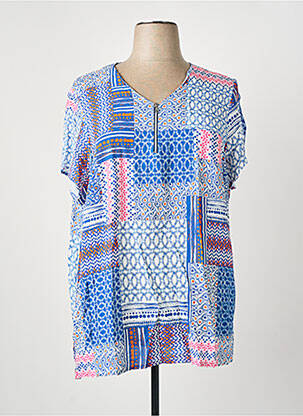 Top imprimeu fantezie mâneci scurte albastru GUY DUBOUIS femme