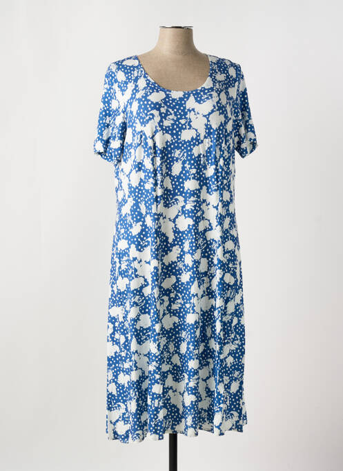 Rochie midi imprimeu floral mâneci scurte albastru GRIFFON femme