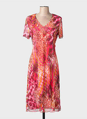 Rochie midi imprimeu fantezie mâneci scurte roz GRIFFON femeie