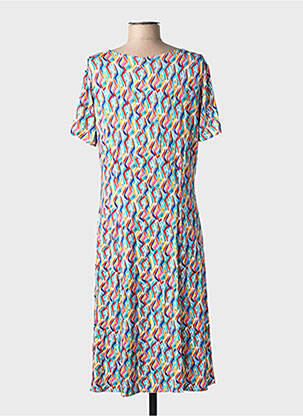 Rochie midi imprimeu fantezie mâneci scurte albastru GRIFFON femeie