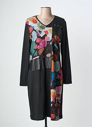 Rochie midi imprimeu fantezie mâneci lungi negru GRIFFON femeie