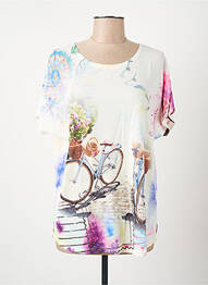 Tricou imprimeu fantezie mâneci scurte alb COULEURS DU TEMPS femme