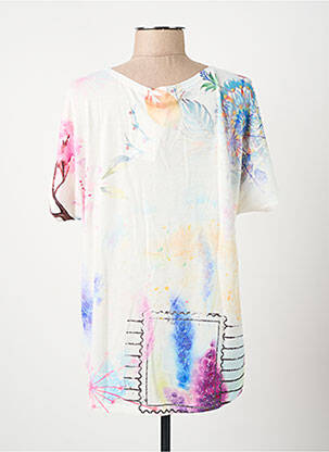 Tricou imprimeu fantezie mâneci scurte alb COULEURS DU TEMPS femeie