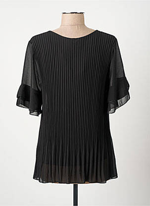 Top țesătură crep mâneci scurte negru COULEURS DU TEMPS femeie