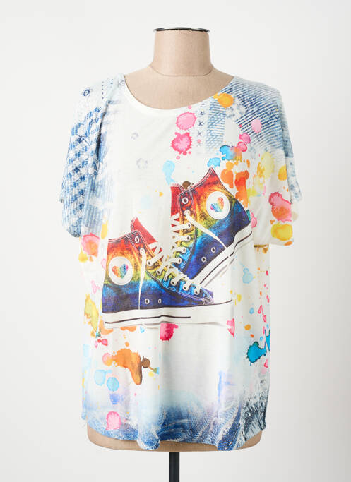 Top alb COULEURS DU TEMPS femeie