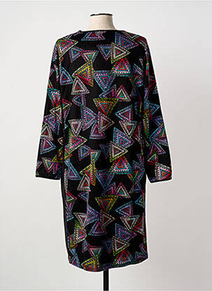 Rochie midi imprimeu fantezie mâneci lungi negru GUY DUBOUIS femeie