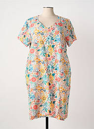 Rochie midi imprimeu floral mâneci scurte roz GUY DUBOUIS femeie