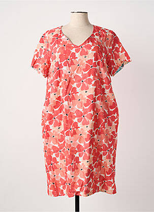 Rochie midi imprimeu floral mâneci scurte roz GUY DUBOUIS femeie