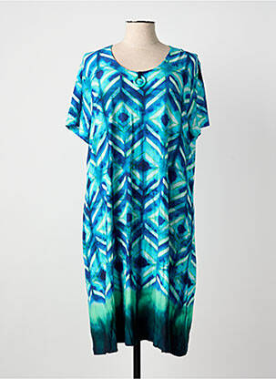 Rochie midi imprimeu fantezie mâneci scurte albastru EGATEX femeie