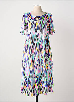 Rochie midi imprimeu fantezie mâneci scurte albastru MASSANA femeie