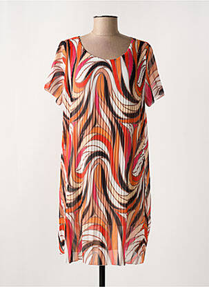 Rochie scurtă croială fluidă mâneci scurte portocalie COULEURS DU TEMPS femeie