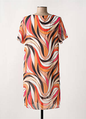 Rochie scurtă croială fluidă mâneci scurte portocalie COULEURS DU TEMPS femeie